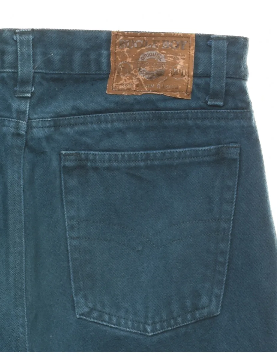 Teal Mid-Rise Tapered Jeans - W30 L32