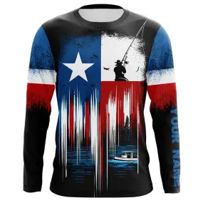 Texas Flag 3D Long Sleeve Fishing Shirt Fishing Jersey For Fisherman