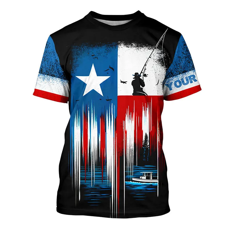 Texas Flag 3D Long Sleeve Fishing Shirt Fishing Jersey For Fisherman