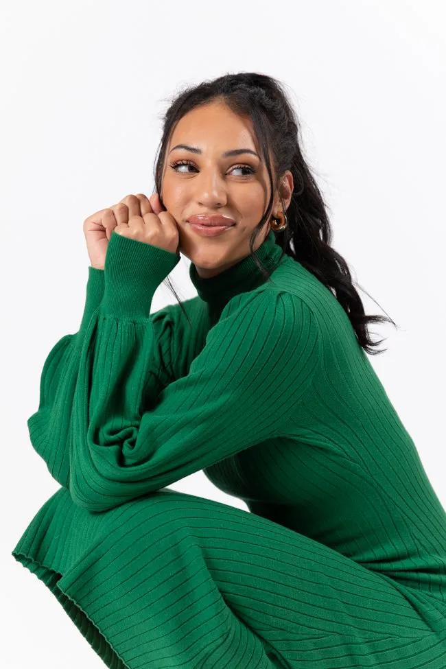 Through The Years Green Turtleneck Midi Dress FINAL SALE