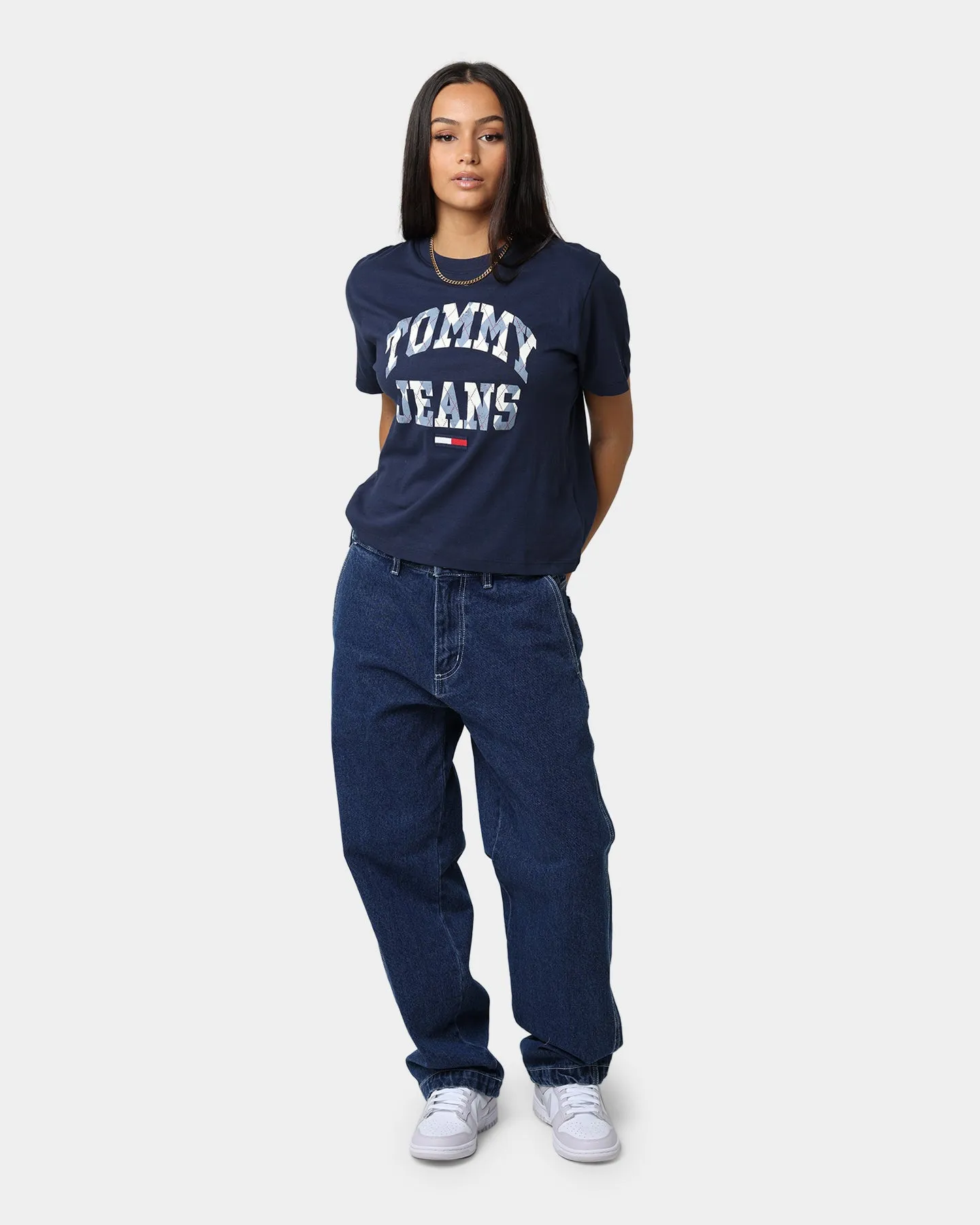 Tommy Jeans Women's Classic College Argyle T-Shirt Twilight Navy