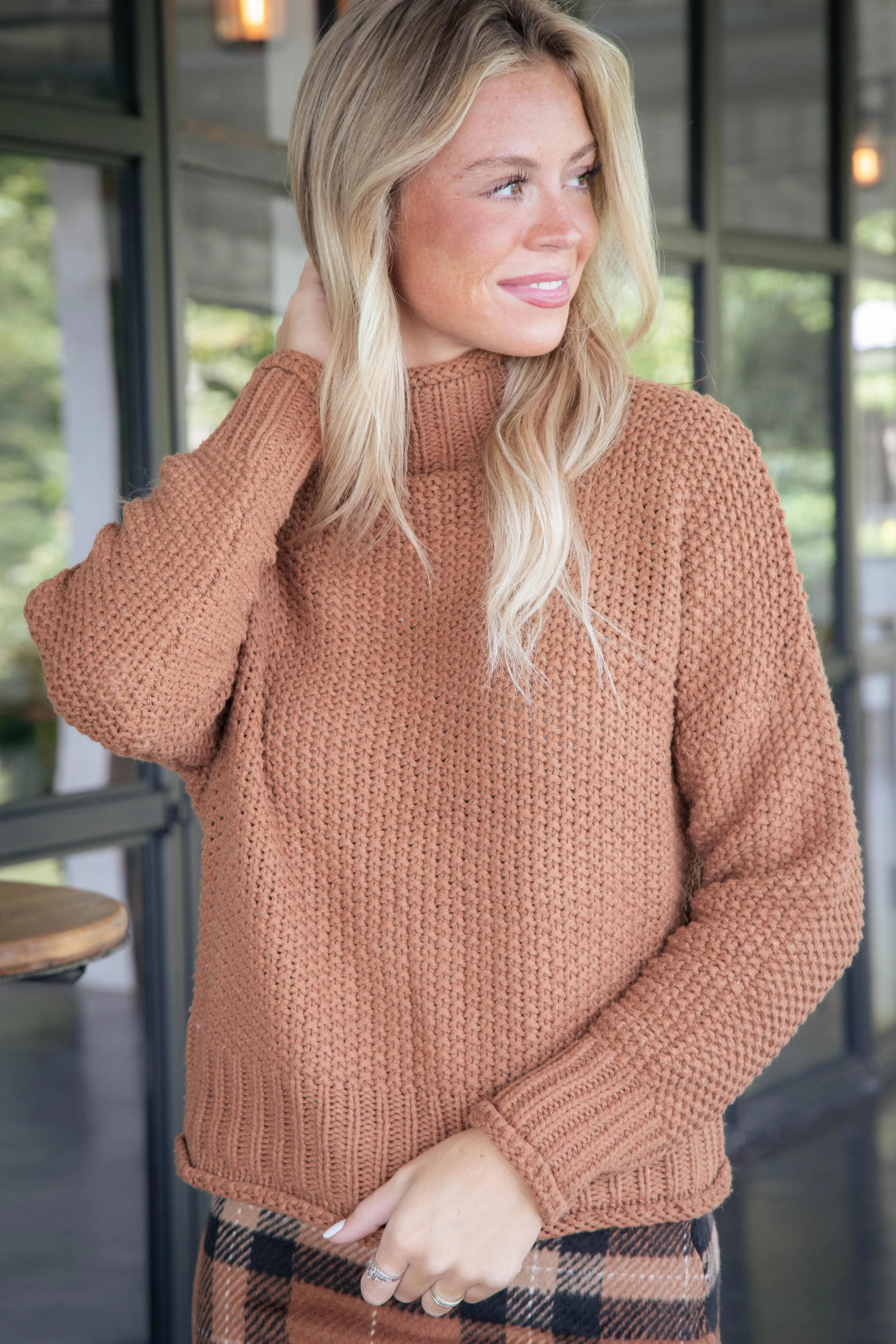 Toni Turtleneck Sweater, Cinnamon