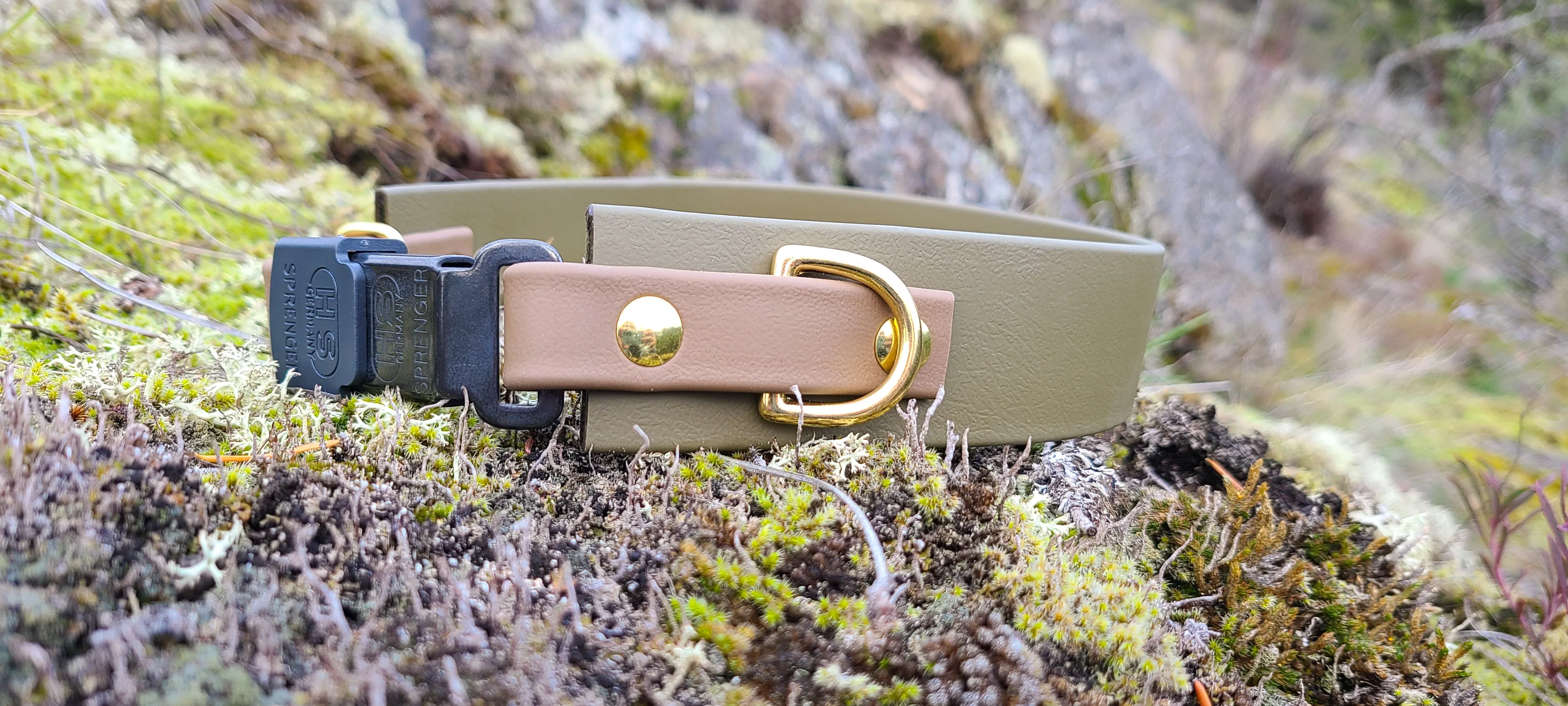 TORO COLLECTION - Olive & Coyote Brown Osgiliath Biothane Dog Collar