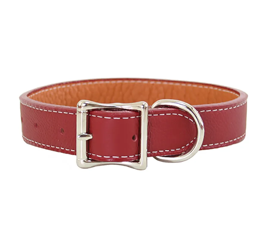 Tuscan Leather Dog Collar ~ Natural Colors