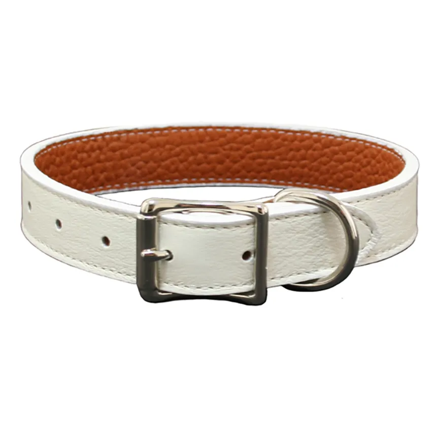 Tuscan Leather Dog Collar ~ Natural Colors