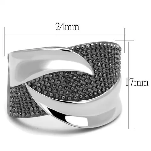 Two Tone IP Light Black (IP Gun) Stainless Steel Ring with No Stone for Women Style TK2700