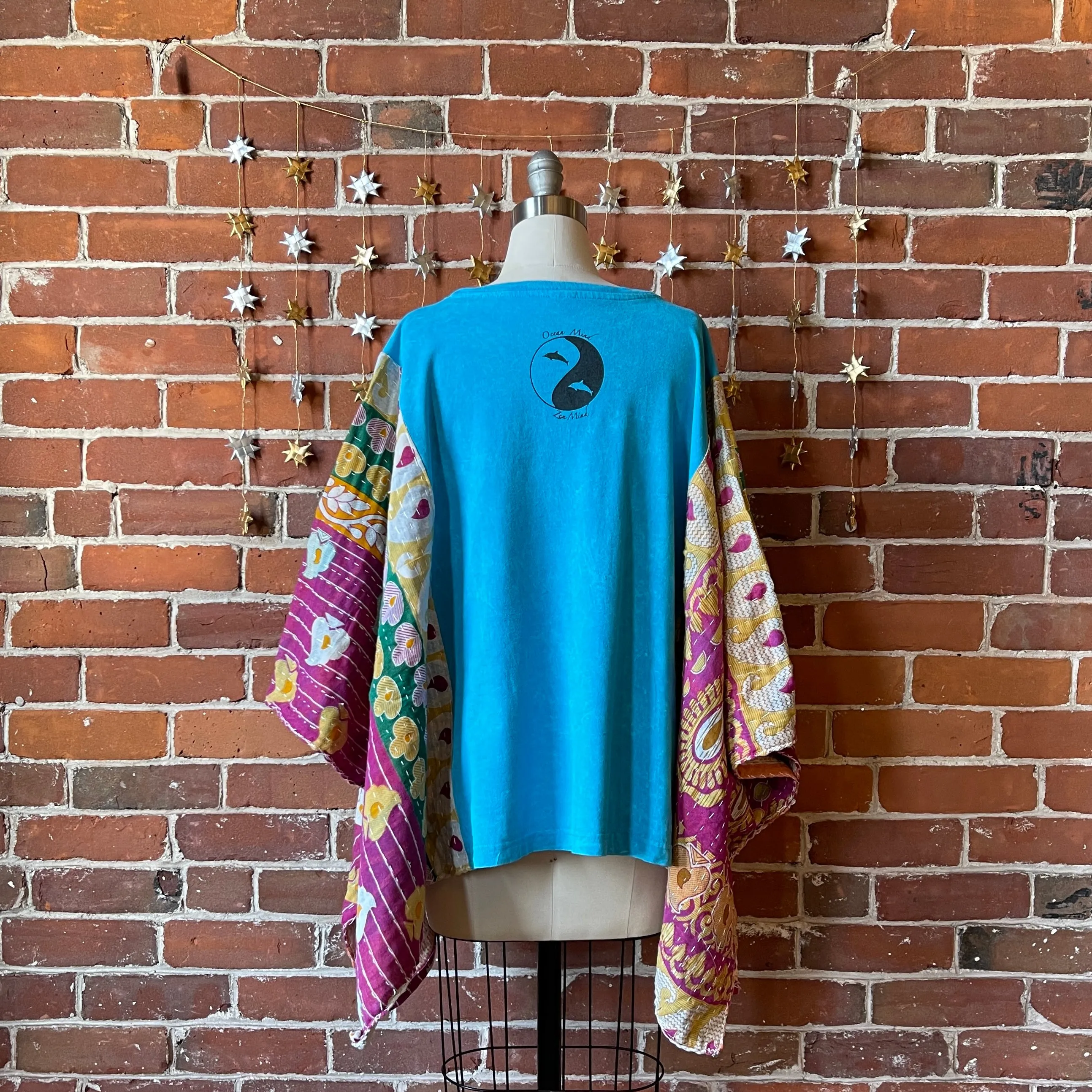 Upcycled Ocean Minded Kaua'i Kantha Poncho Top