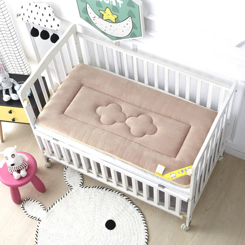 Velvet Portable Crib Bedding Mattress Dual Summer and Winter Soft Newborn Cot Pad Baby Bed Sheet  Changing Mat