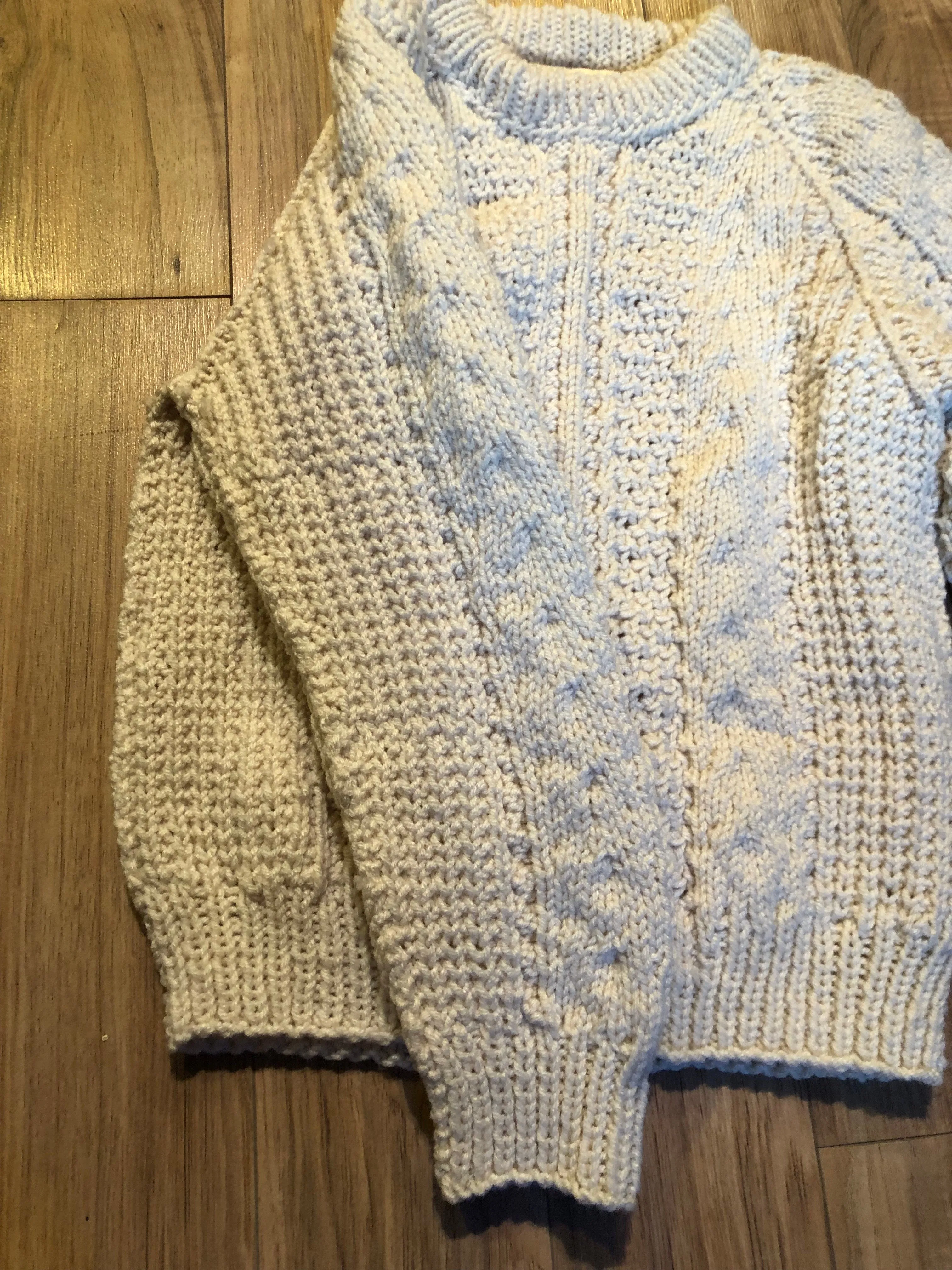 Vintage Hand-Knit Fisherman Style Crewneck Sweater