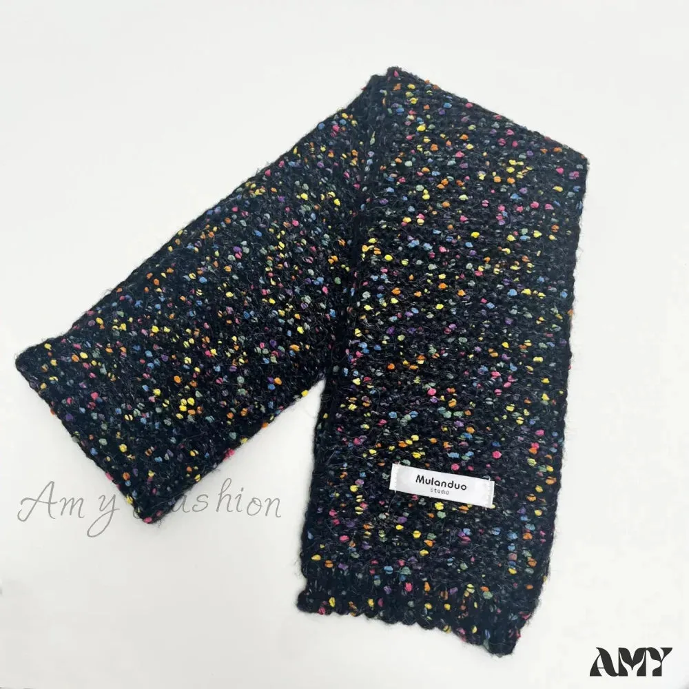 Warm Multi-Color Dot Acrylic Cashmere Small Scarf for Autumn Winter