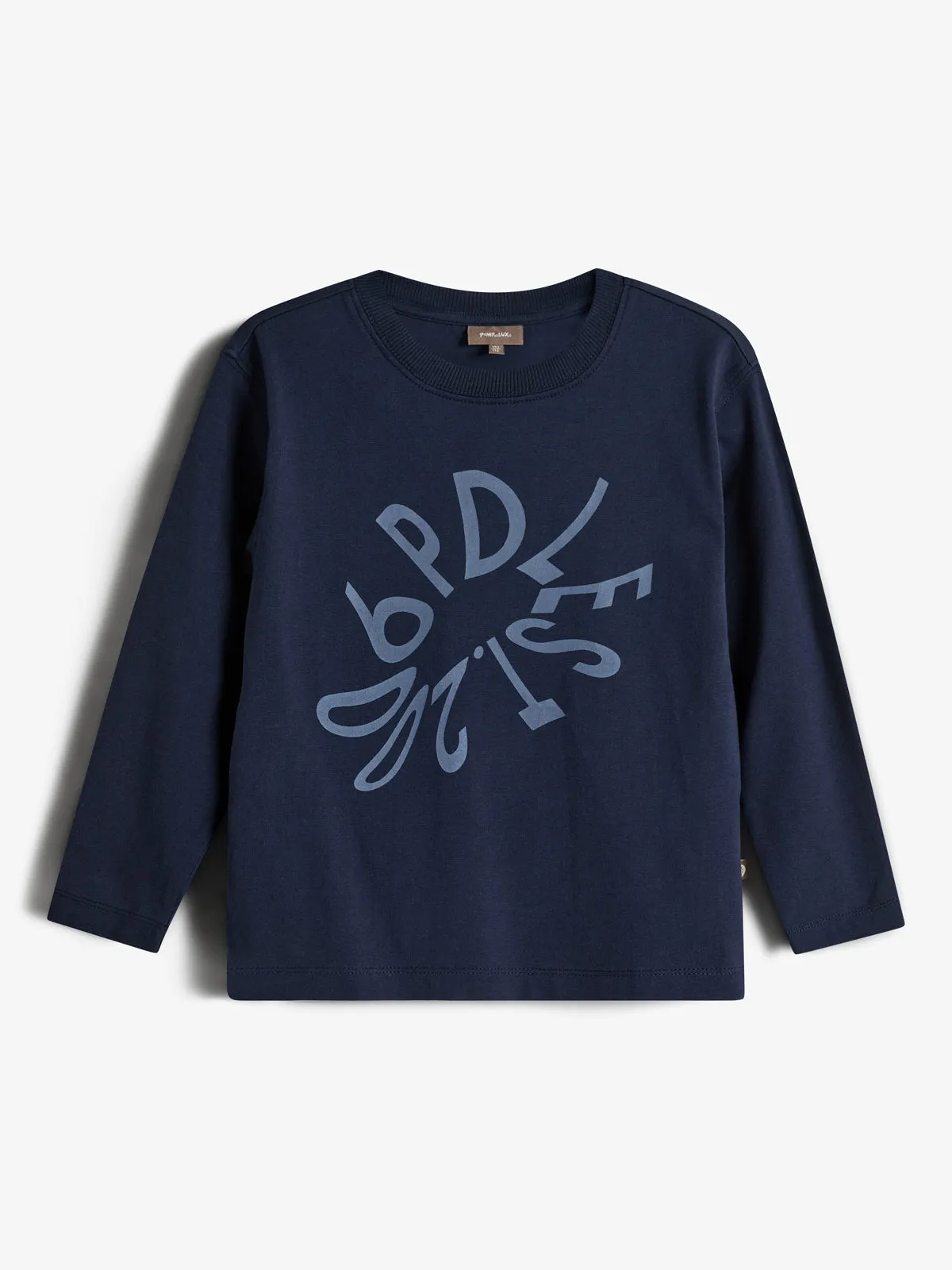 Warp Text Long Sleeve T-shirt - Kids - Navy