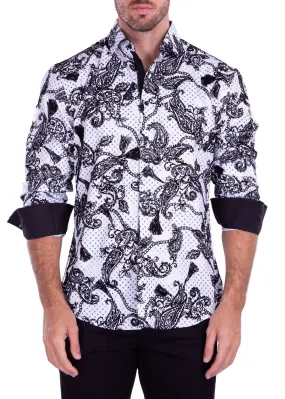 White Foil Print Fashion Shirt