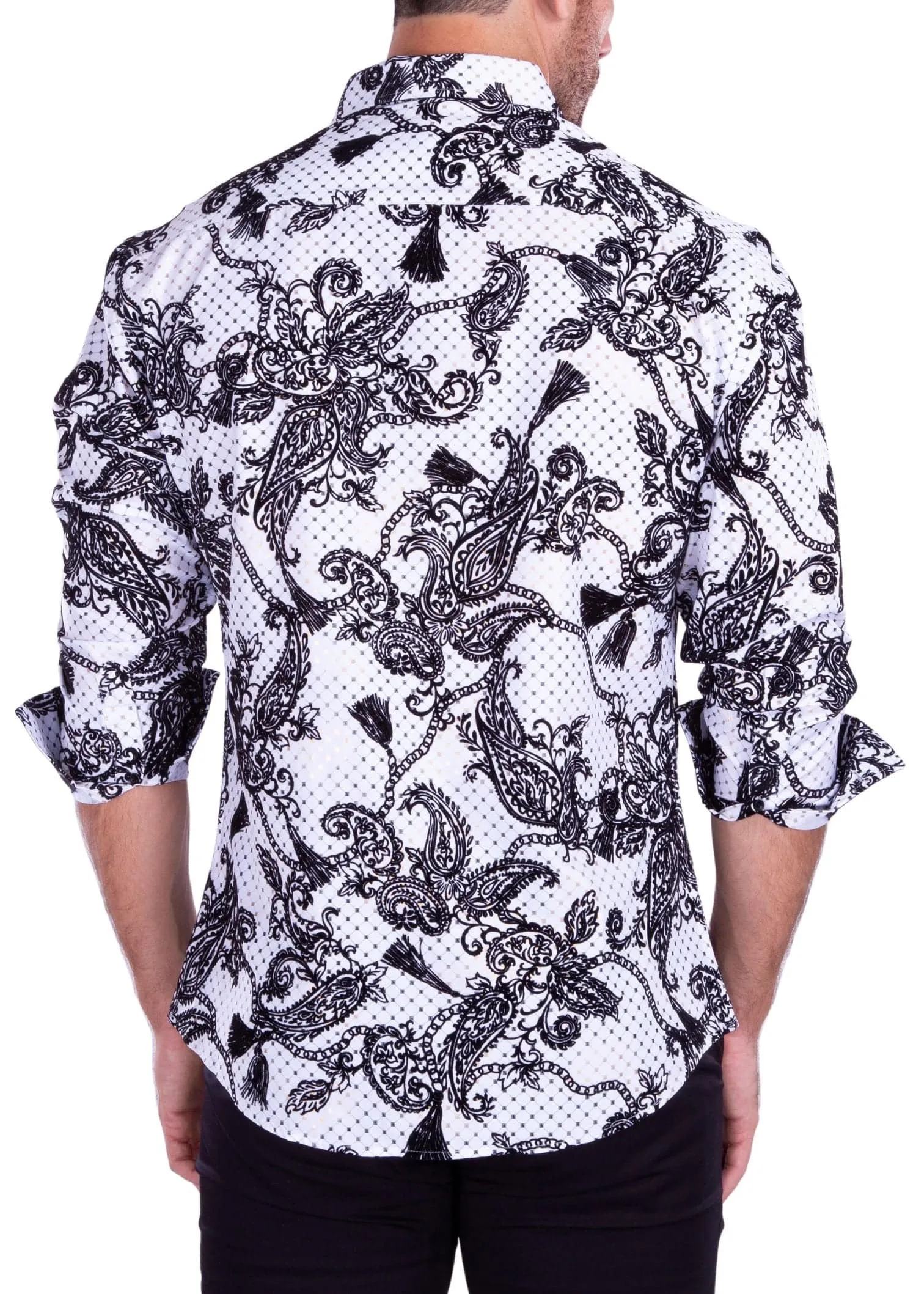 White Foil Print Fashion Shirt