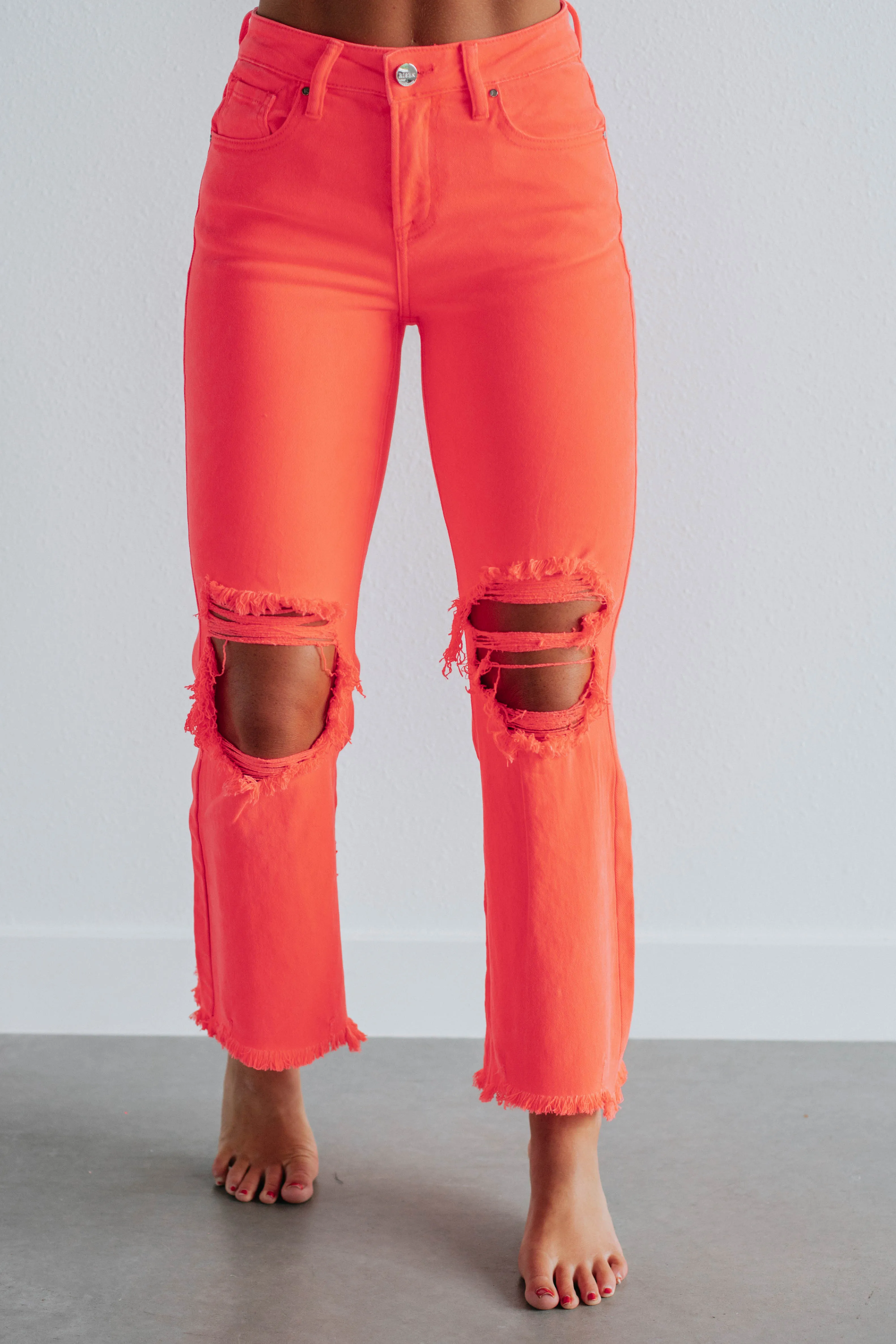 Willow Risen Jeans - Neon Coral