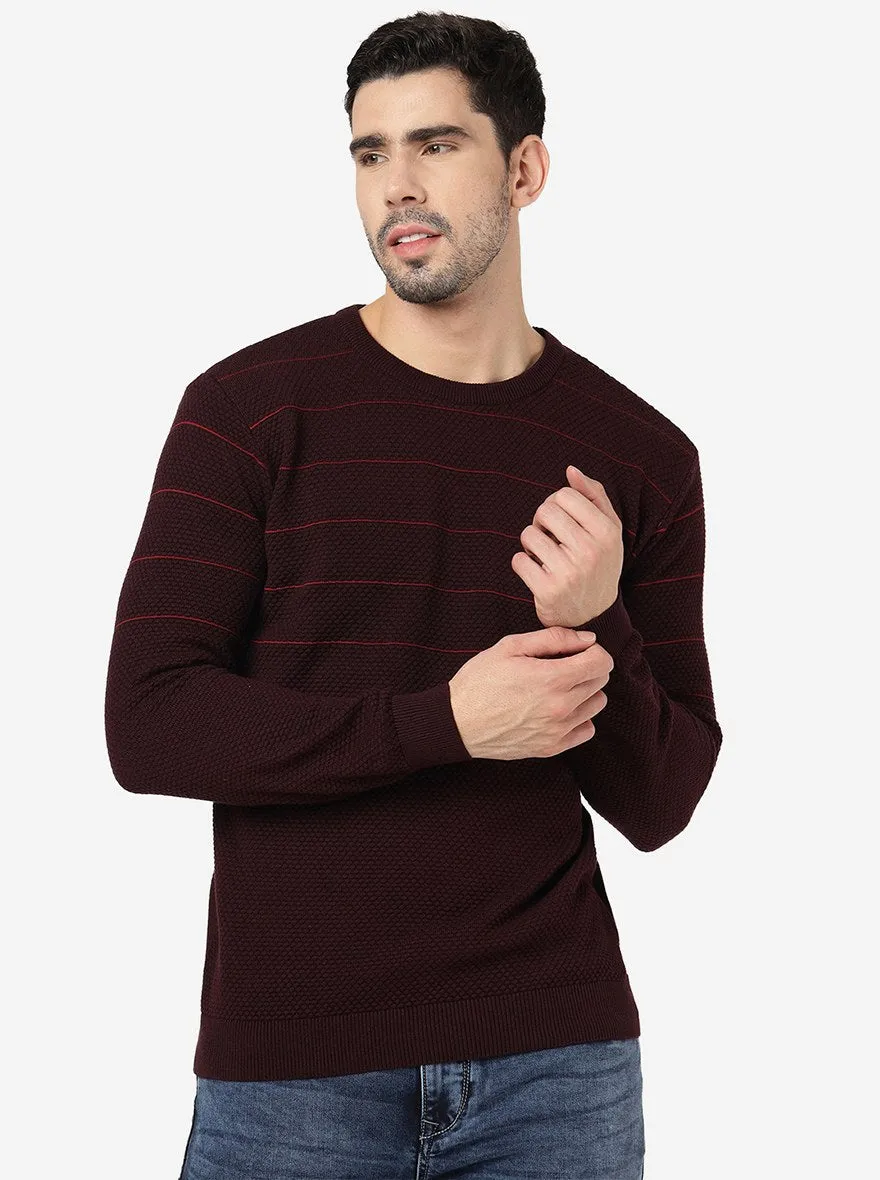 Wine Solid Slim Fit Winter T-Shirt | JadeBlue