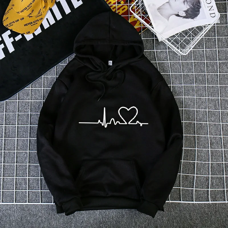 Winter Love Printed Hoodies for Women