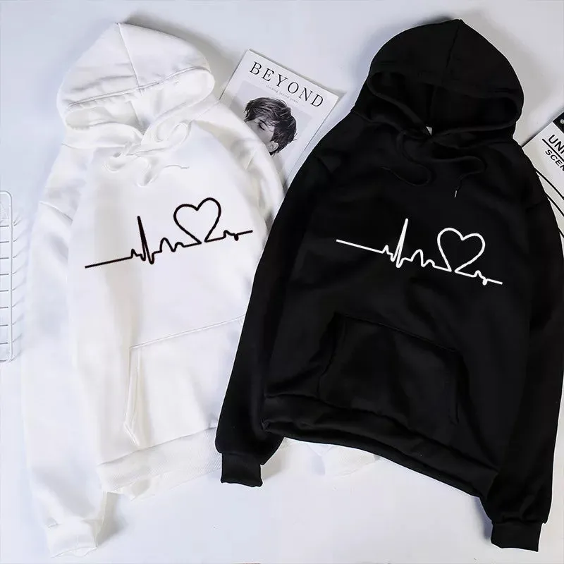 Winter Love Printed Hoodies for Women