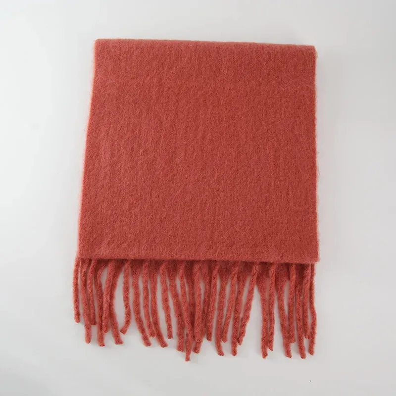 Winter Thick Warm Scarves Women Pure Color Mohair Cashmere Long Muffler Scarf