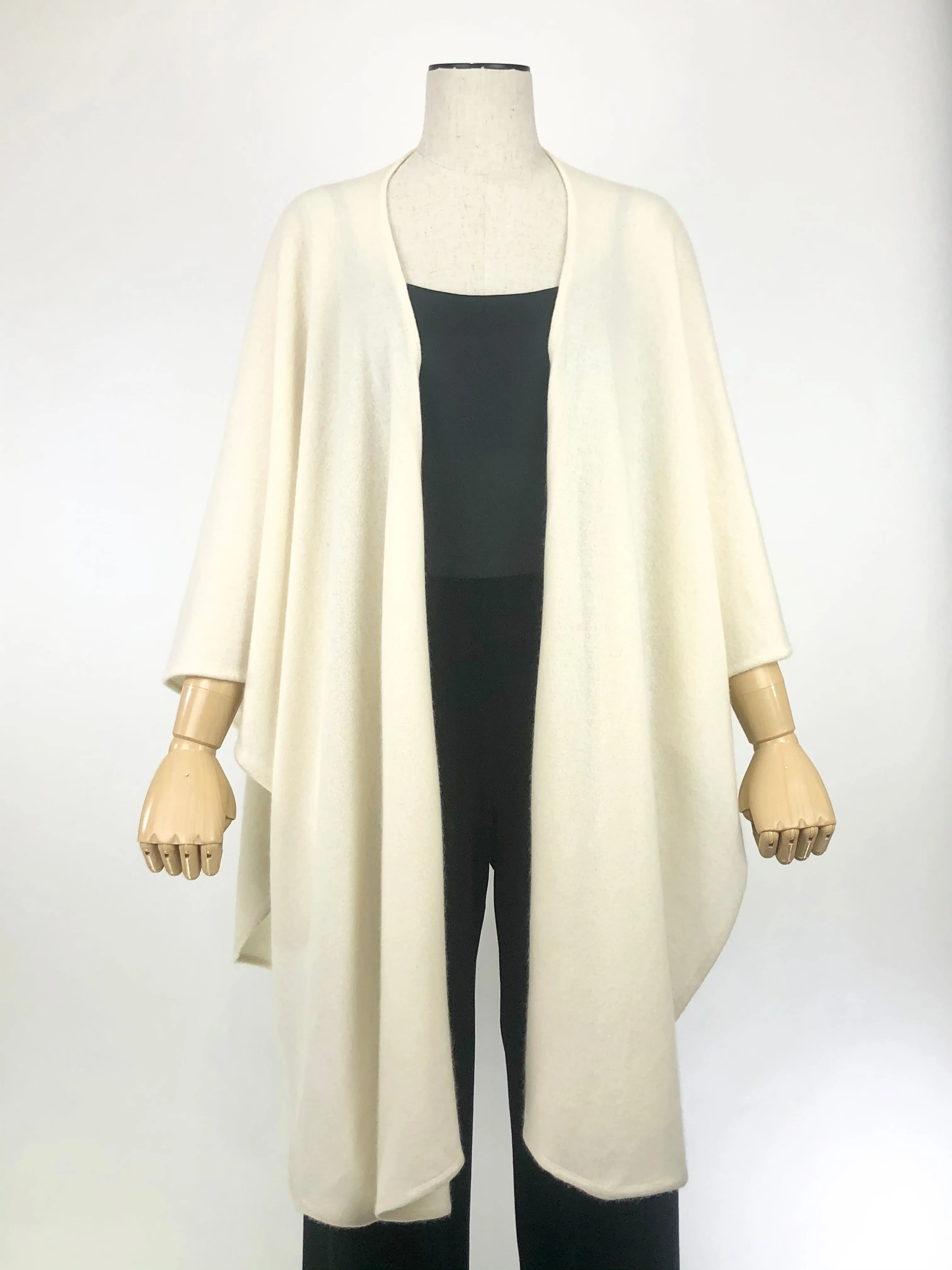 Winter White Cashmere Ruana Wrap