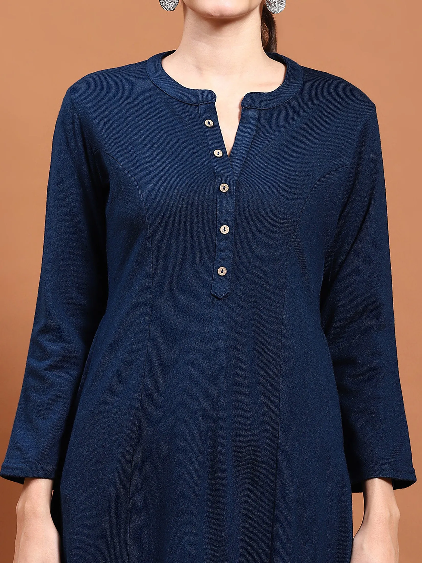 Winter Women Blue Solid Kurta