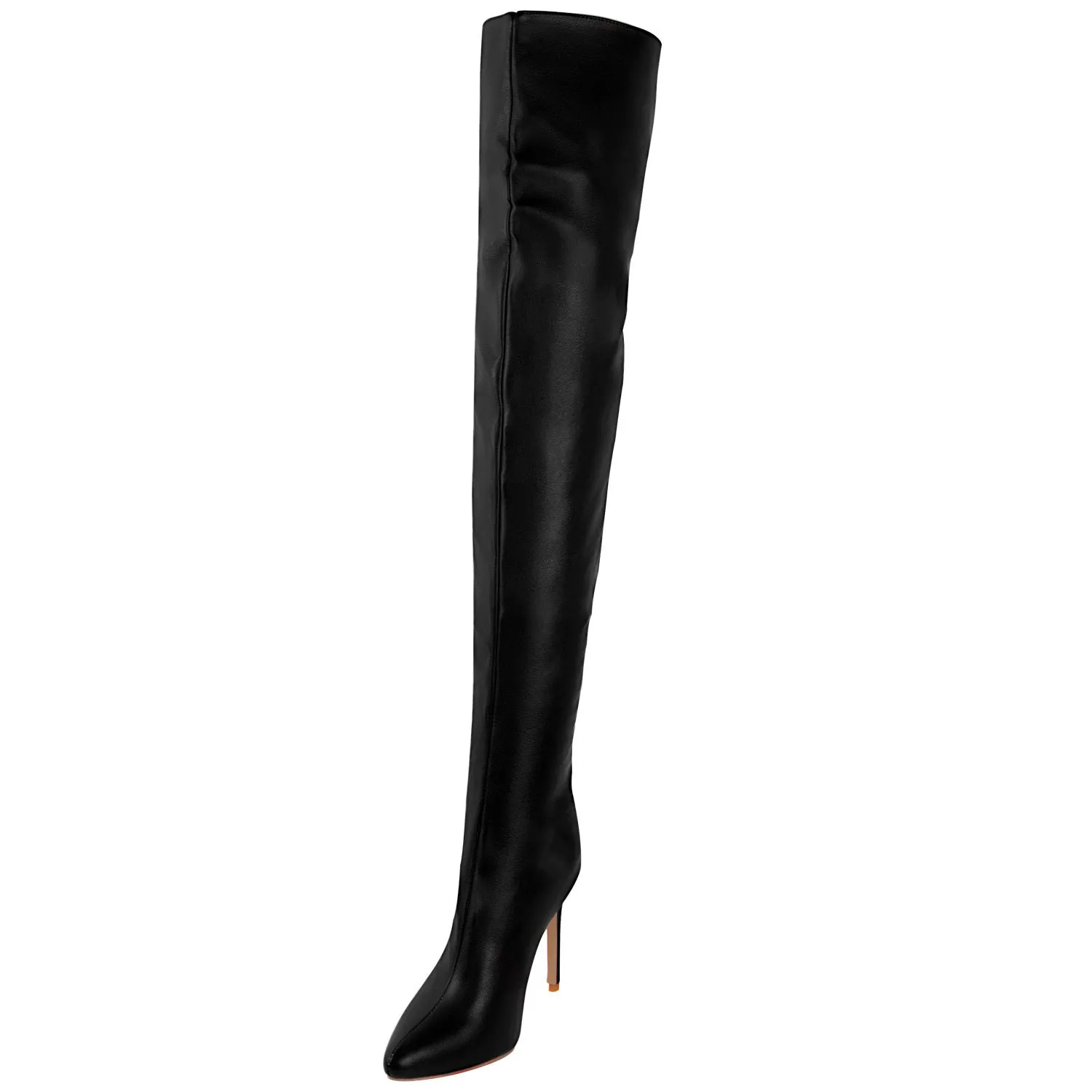 Women pointed toe stiletto heel back zipper solid color sexy over the knee boots