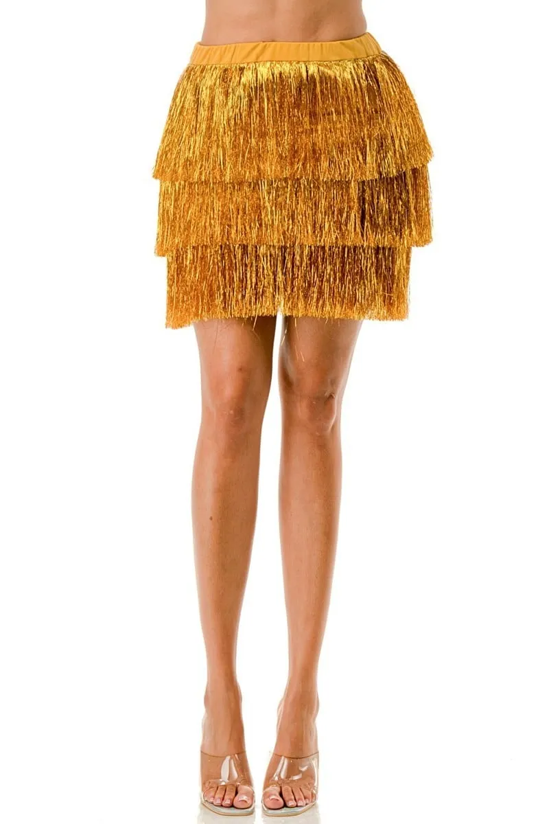 Women's Fringe metallic skirt