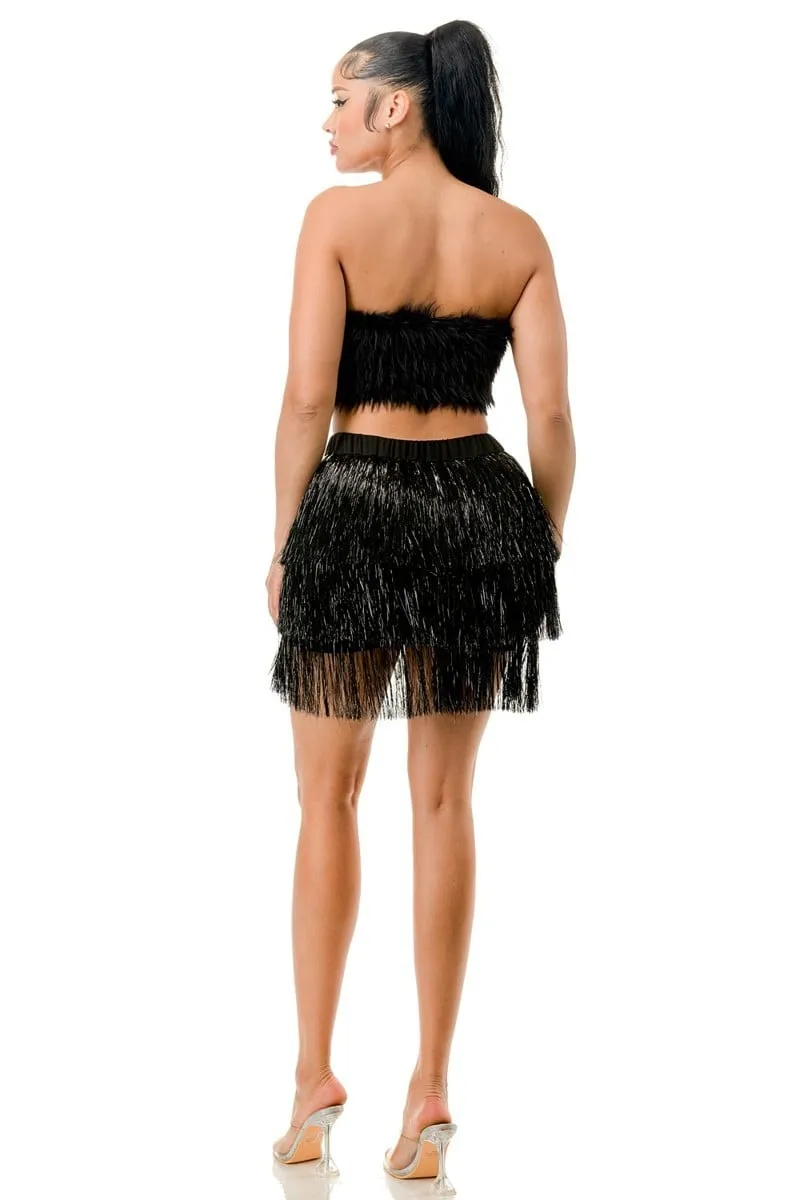 Women's Fringe metallic skirt