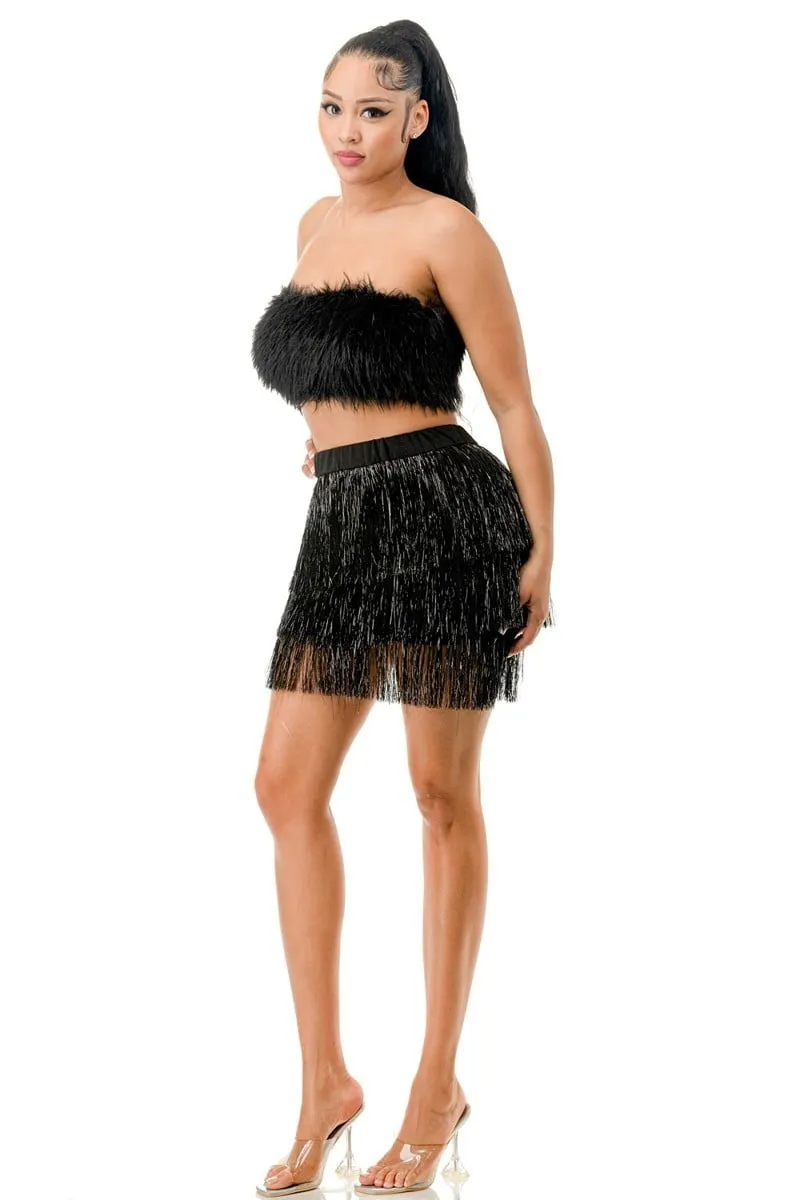 Women's Fringe metallic skirt