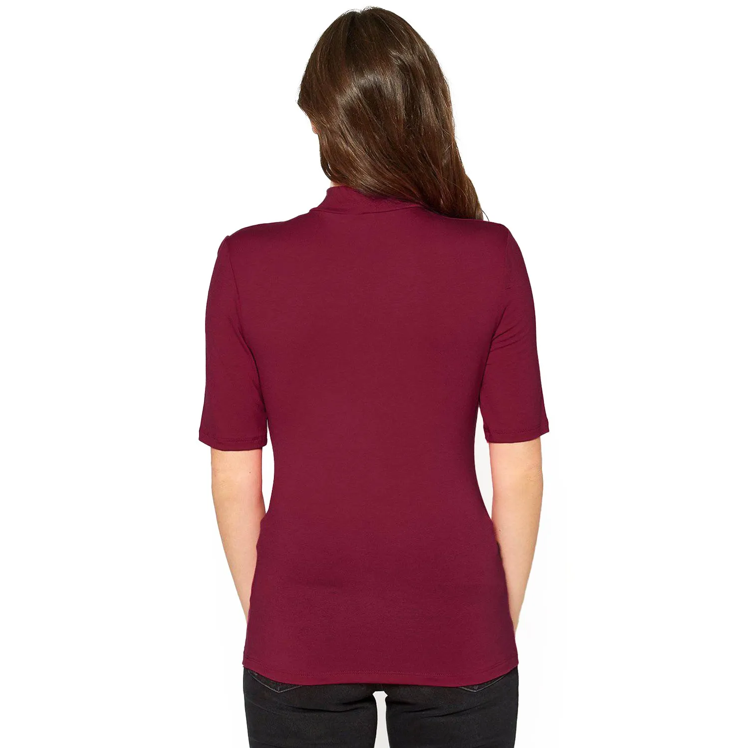 Women's Half Sleeve Turtle Neck Fitted Top