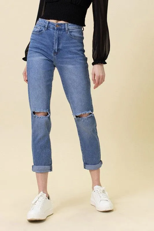 Womens High Waisted Boyfriend Jeans