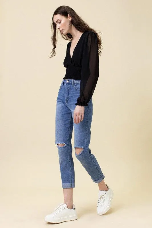 Womens High Waisted Boyfriend Jeans