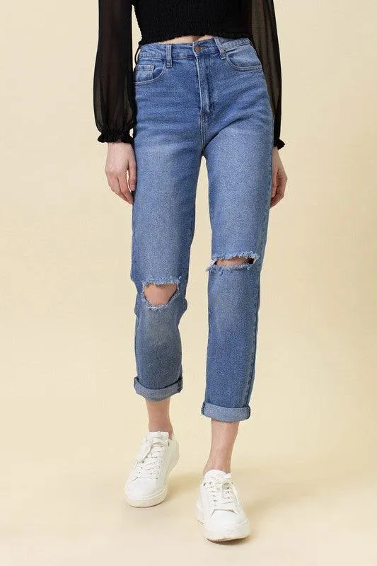 Womens High Waisted Boyfriend Jeans