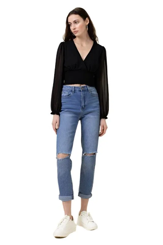 Womens High Waisted Boyfriend Jeans