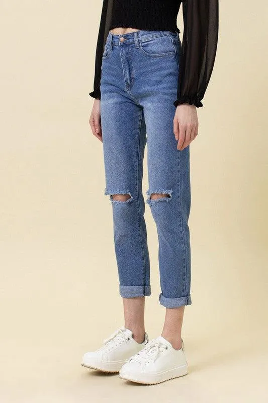 Womens High Waisted Boyfriend Jeans