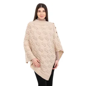 Women's Poncho with Buttons, Parsnip