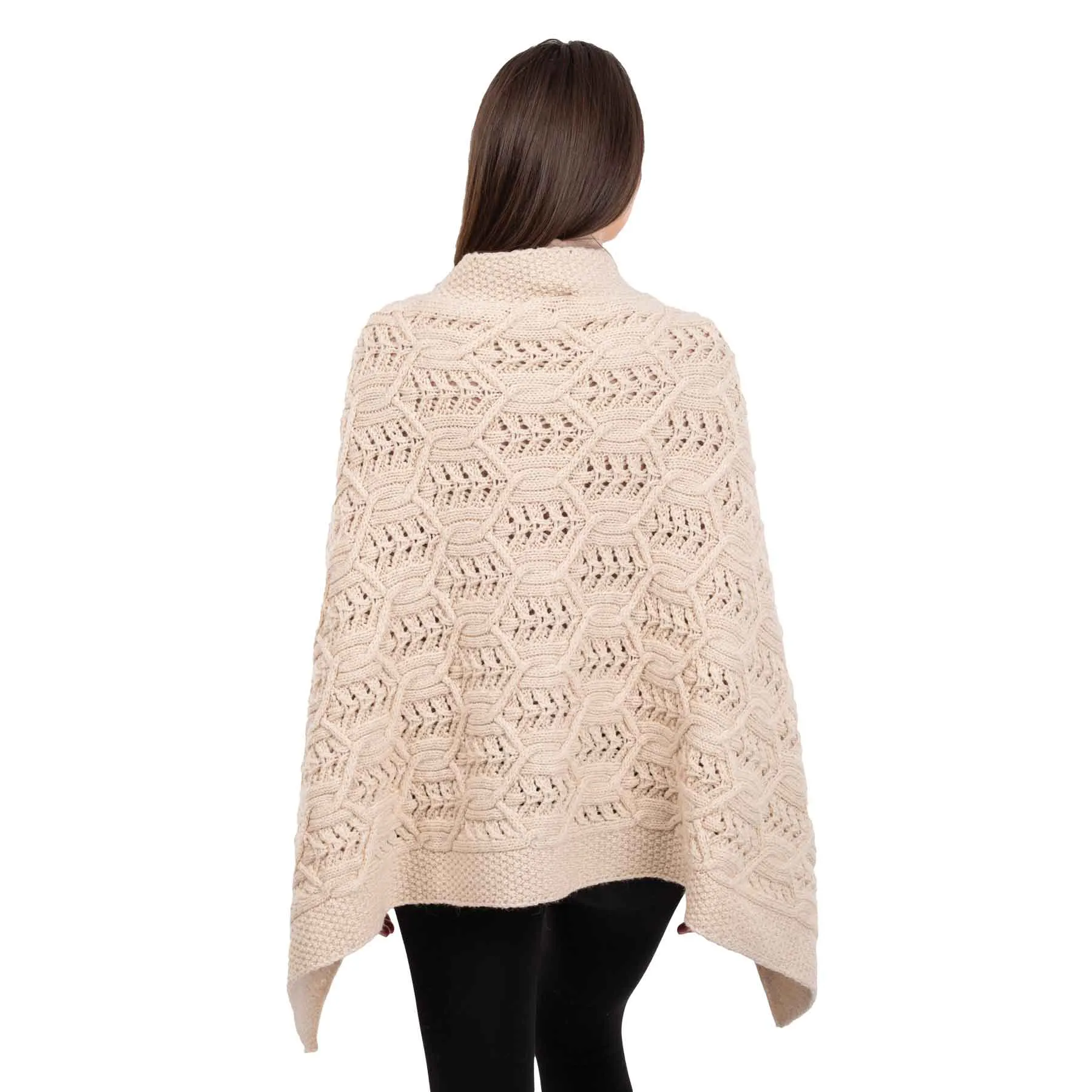 Women's Poncho with Buttons, Parsnip