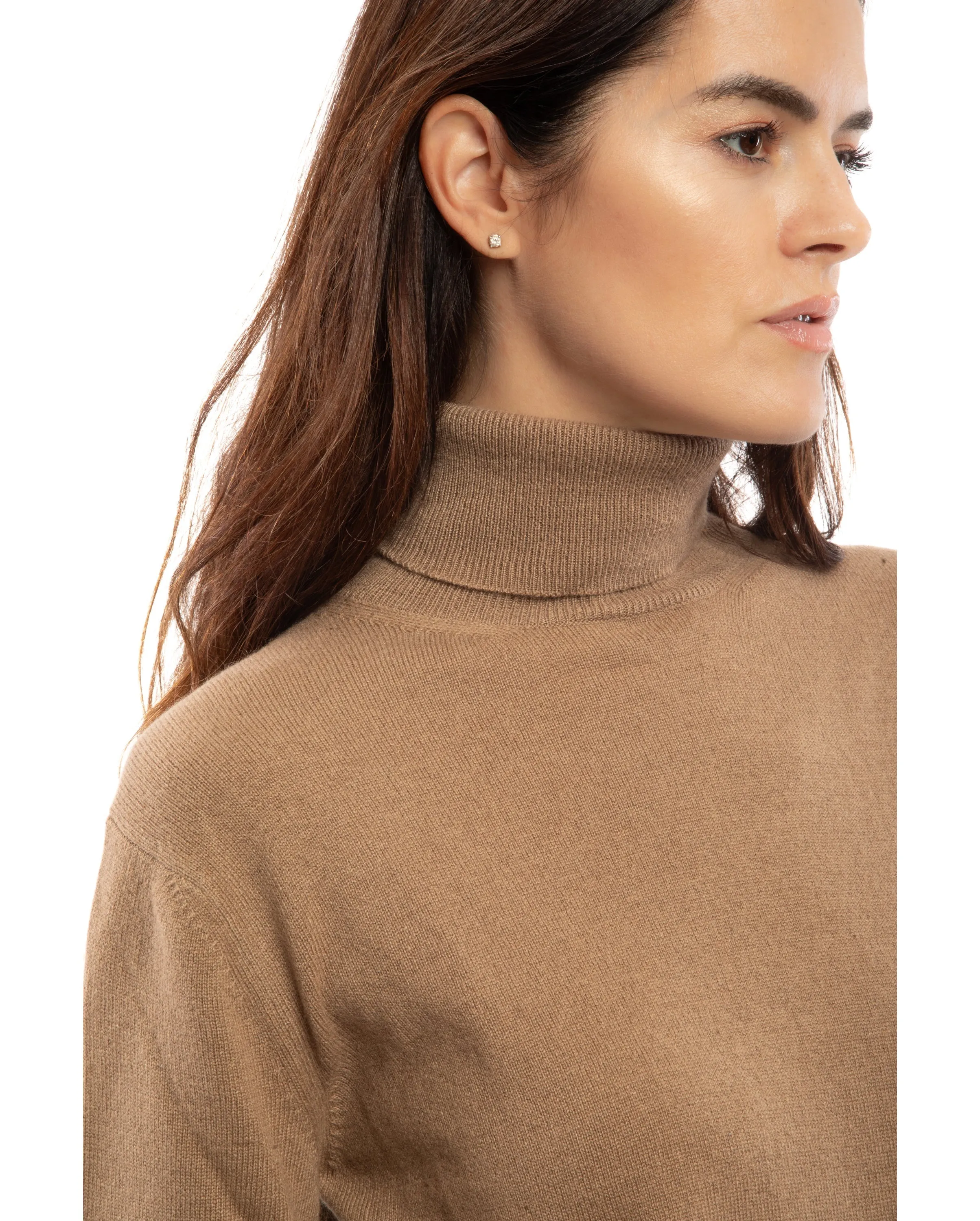 Women's Pure Cashmere Turtleneck Sweater Milk White