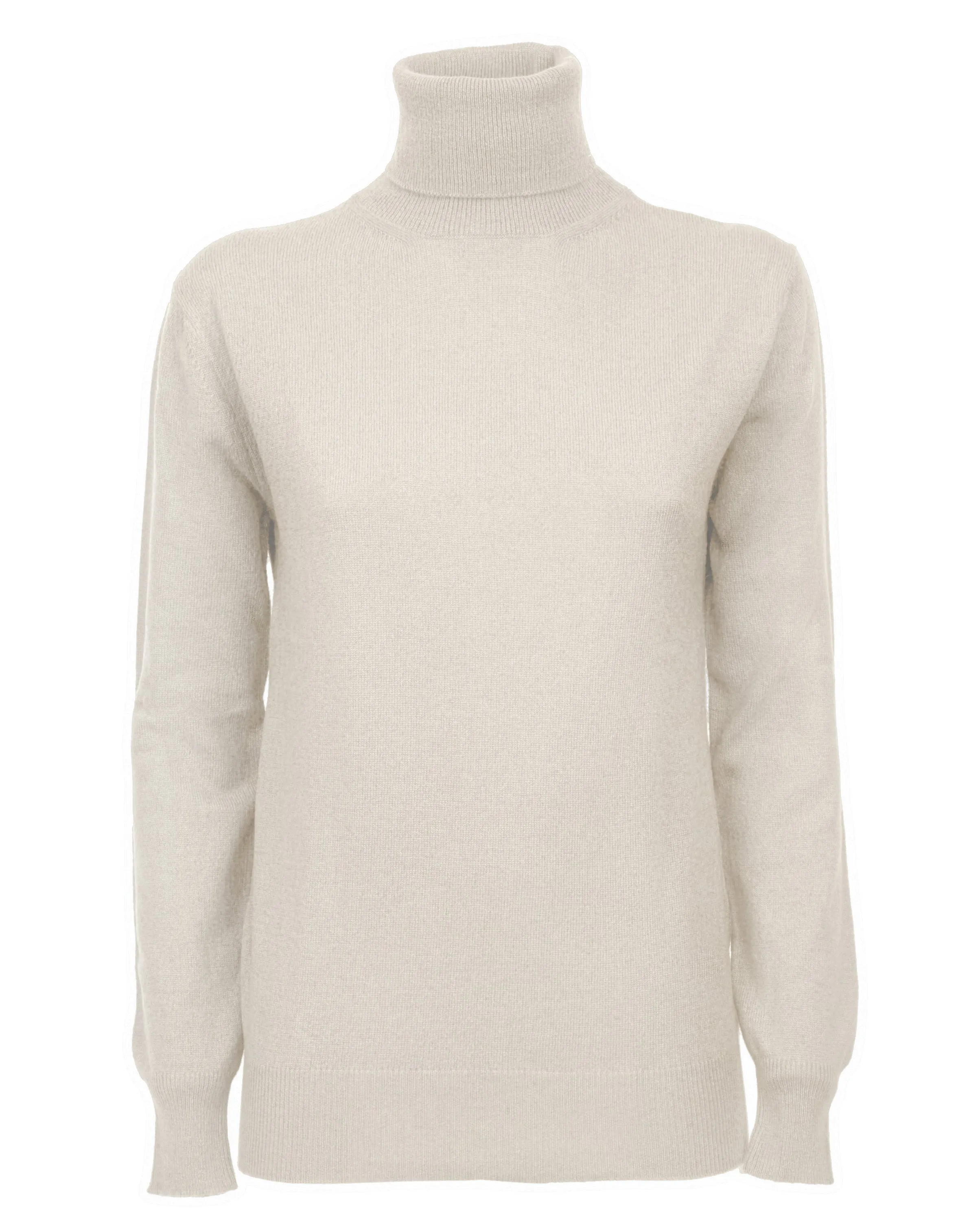 Women's Pure Cashmere Turtleneck Sweater Milk White