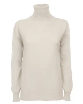 Women's Pure Cashmere Turtleneck Sweater Milk White