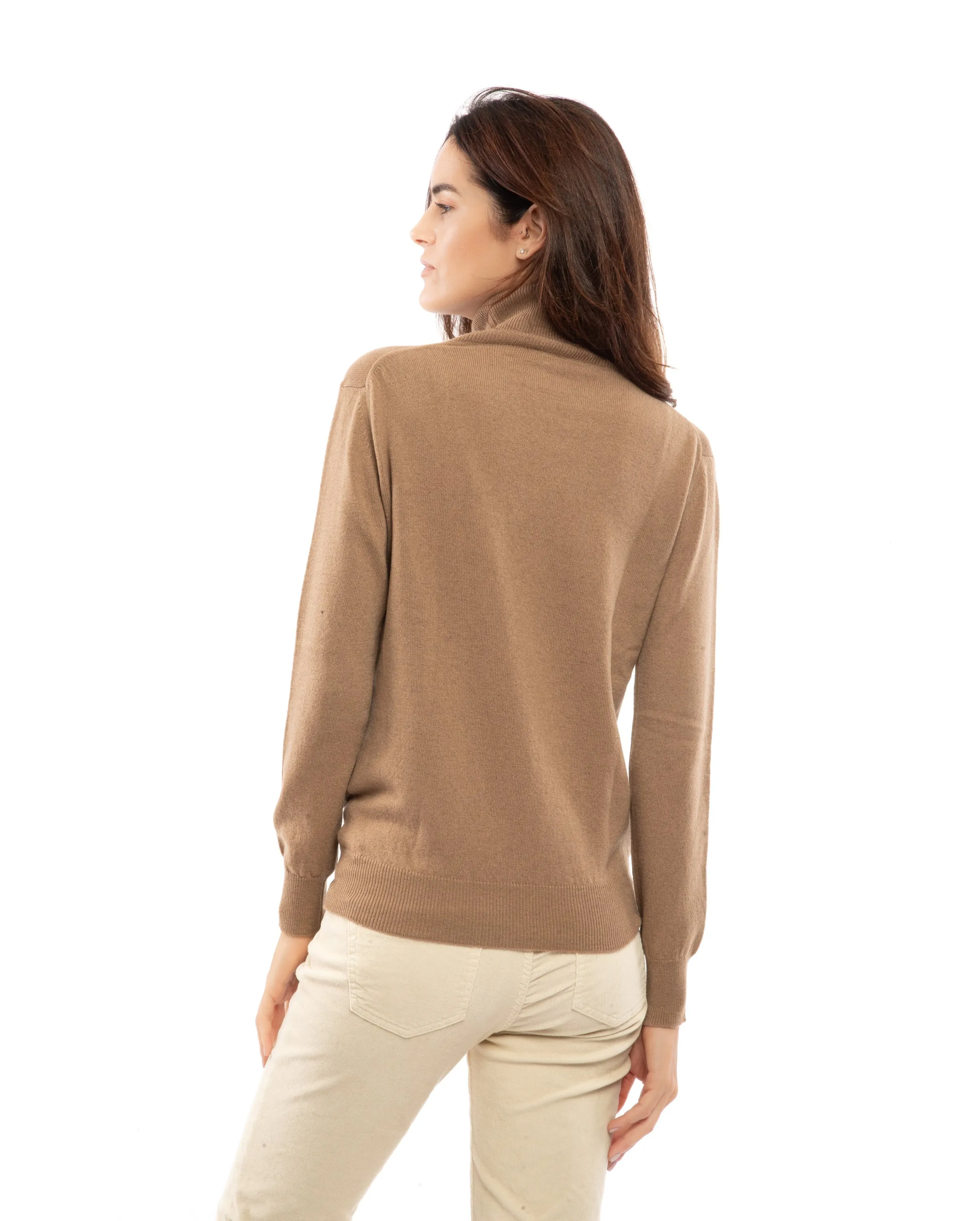 Women's Pure Cashmere Turtleneck Sweater Milk White