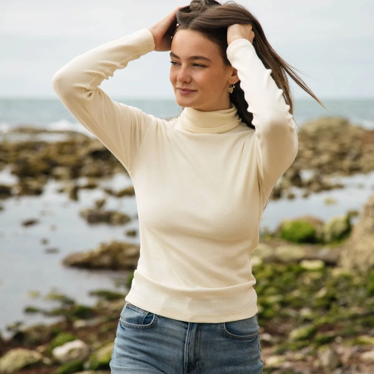 Women's Ribbed Turtleneck Top