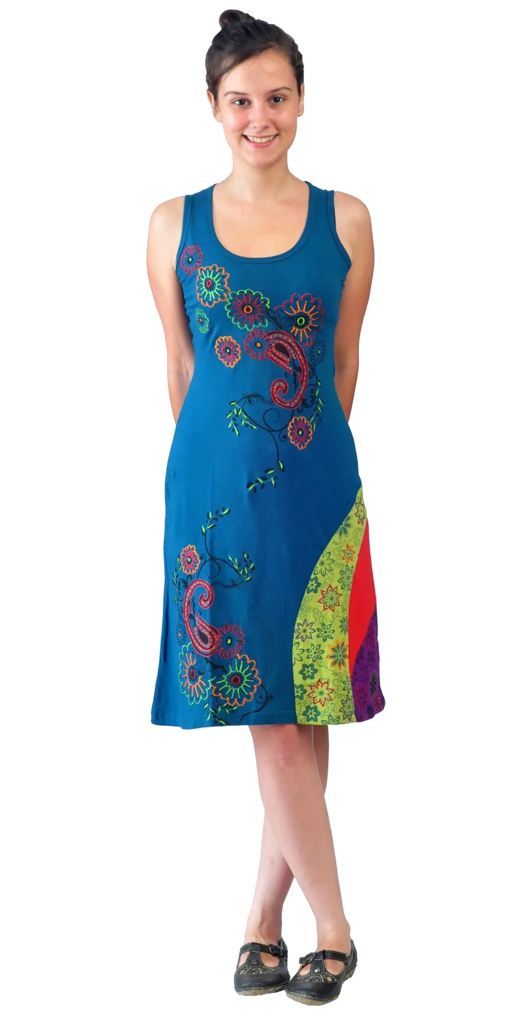 womens-sleeveless-dress-with-colorful-flower-embroidery