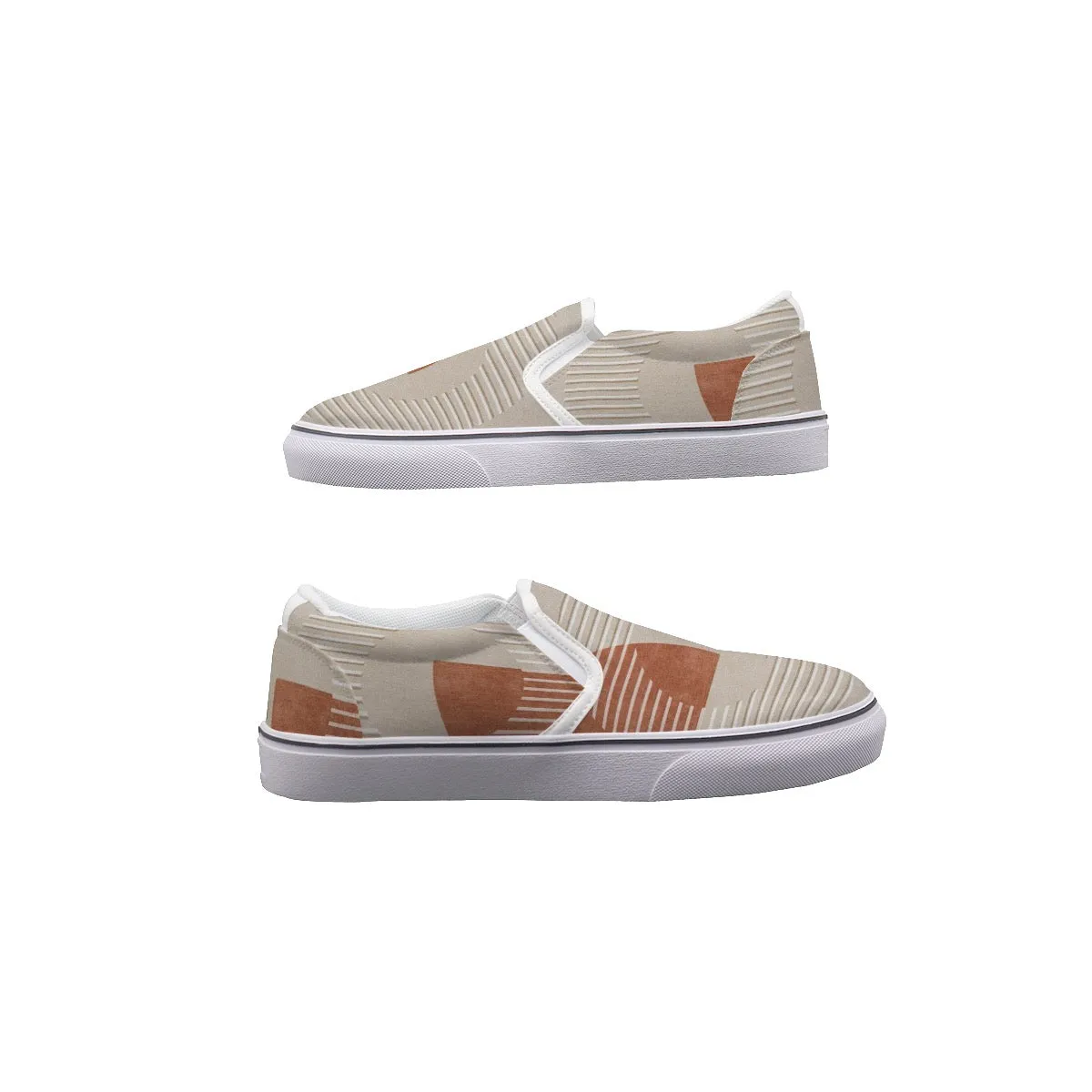 Women's Slip On Sneakers 113 beige abstract , print