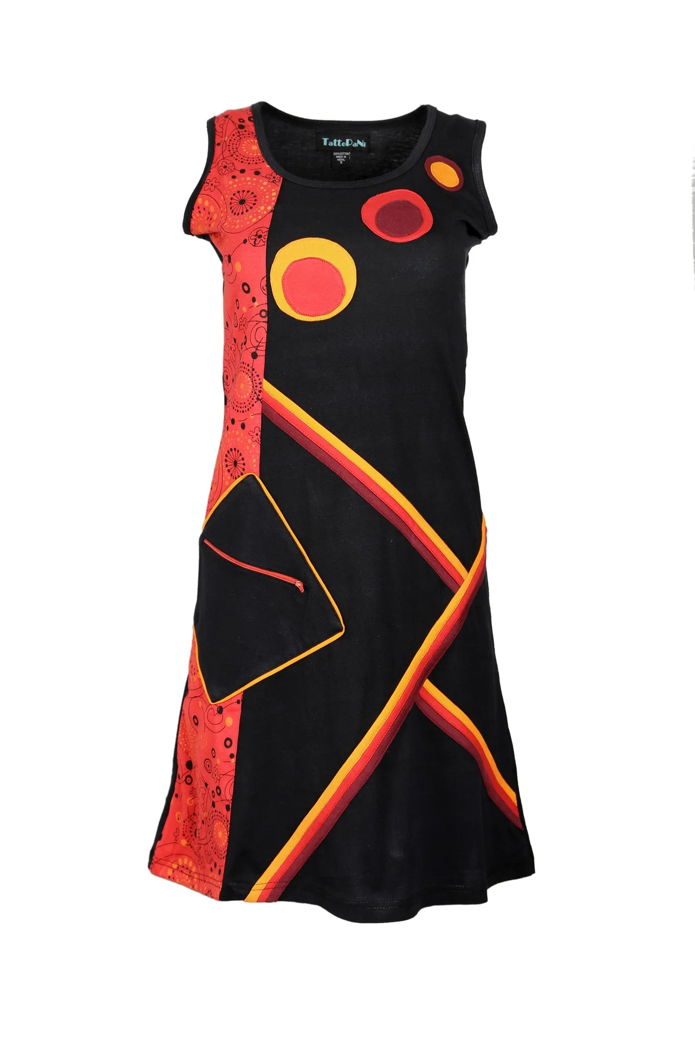 womens-summer-sleeveless-dress-with-colorful-patch-and-front-pocket-galaxy-lmn-4072