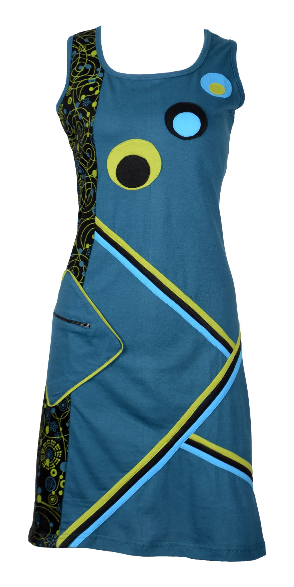 womens-summer-sleeveless-dress-with-colorful-patch-and-front-pocket-galaxy-lmn-4072