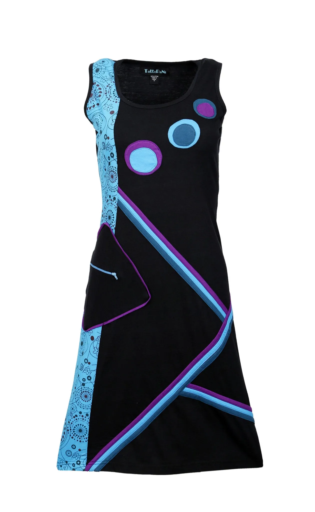 womens-summer-sleeveless-dress-with-colorful-patch-and-front-pocket-galaxy-lmn-4072