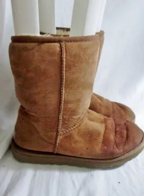 Womens UGG AUSTRALIA 5825 CLASSIC Short Suede Winter BOOTS 7 BROWN CHESTNUT