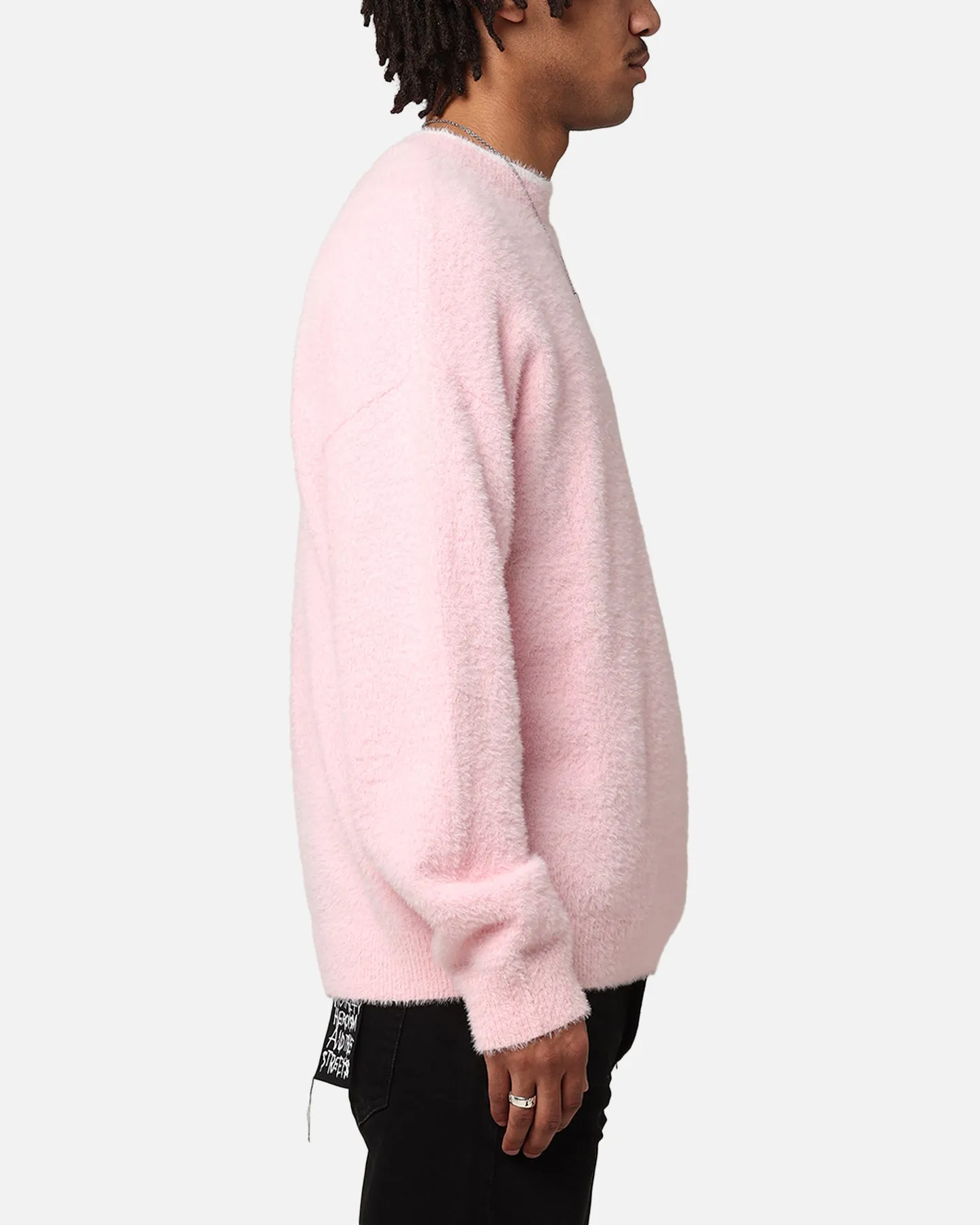 XXIII Crew Neck Fluffy Sweater Pink/White